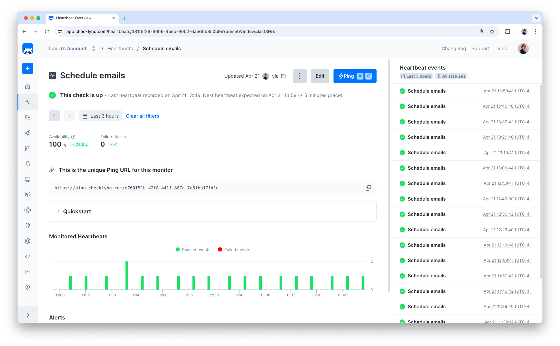 Heartbeat monitor overview page